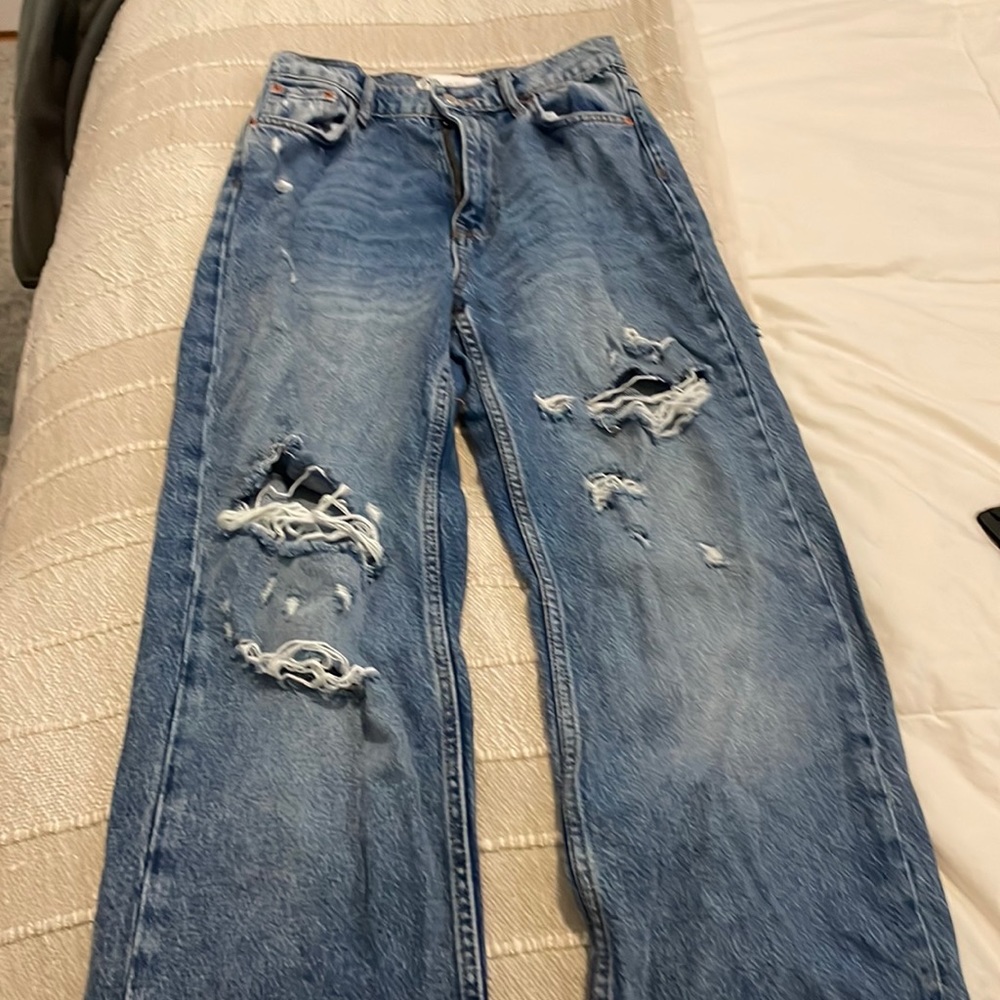 Zara wide leg blue jeans